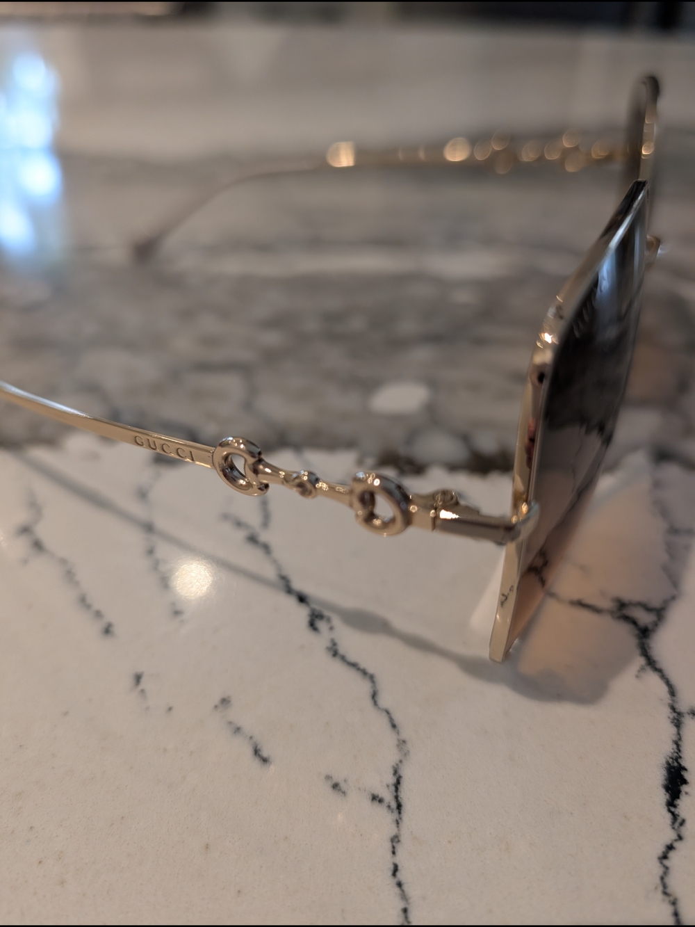 Gucci Gold Frame Amber Gradient Sunglasses - Picture 2 of 5